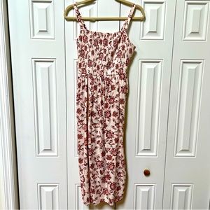 Old Navy floral cami midi dress XS white cream